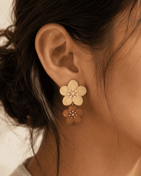 Mocha Blossom Drop Earrings
