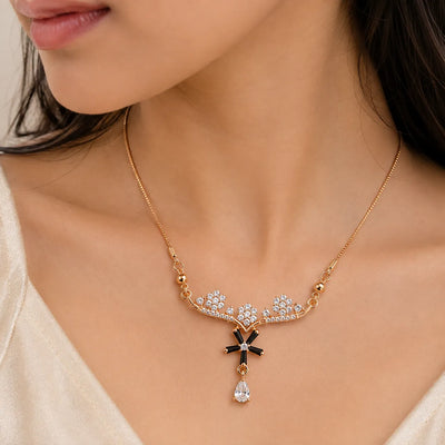 Noir Blossom Crystal Drop Necklace