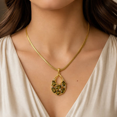 Olive Royale Crystal Pendant Necklace