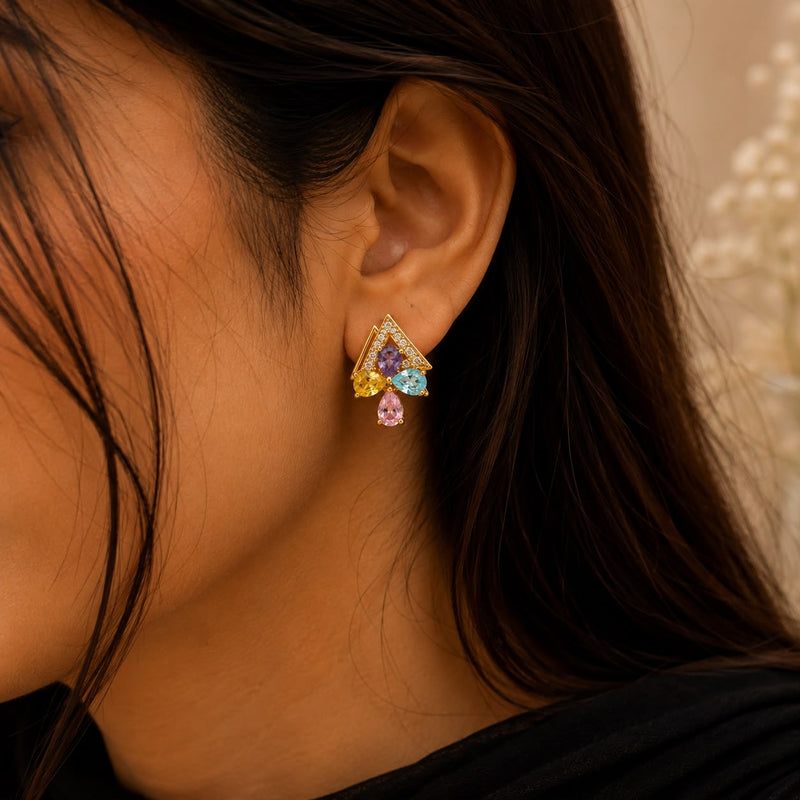 Pastel Prism Crystal Stud Earrings