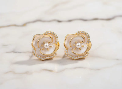 Pearl Blossom Stud Earrings