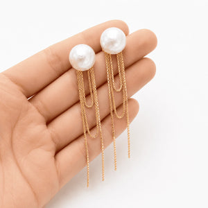 Pearl Cascade Tassel Earrings