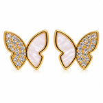 Pearl Glow Crystal Butterfly Stud Earrings 2
