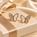 Pearl Glow Crystal Butterfly Stud Earrings 4