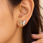 Pearl Glow Crystal Butterfly Stud Earrings 3
