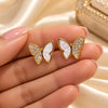 Pearl Glow Crystal Butterfly Stud Earrings