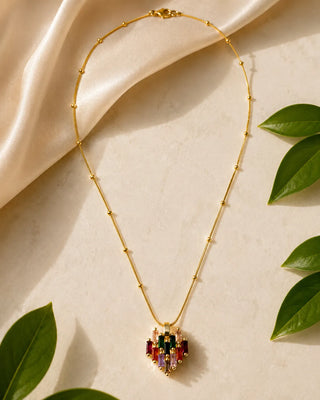 Prism Cascade Multicolor Crystal Pendant Necklace