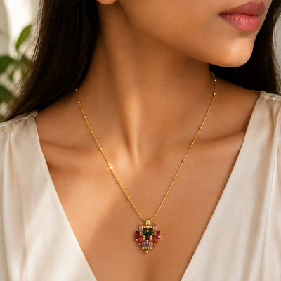 Prism Cascade Multicolor Crystal Pendant Necklace
