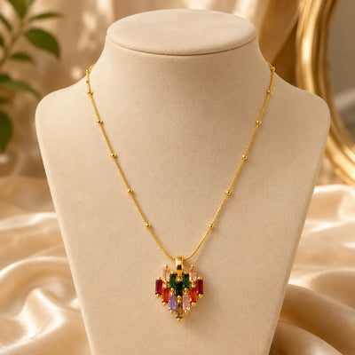 Prism Cascade Multicolor Crystal Pendant Necklace