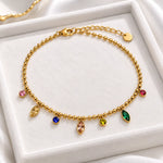 Rainbow Spark Gold Charm Anklet 1