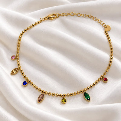 Rainbow Spark Gold Charm Anklet