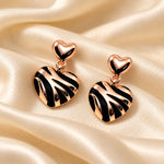 Rose Gold Black Heart Drop Earrings 3