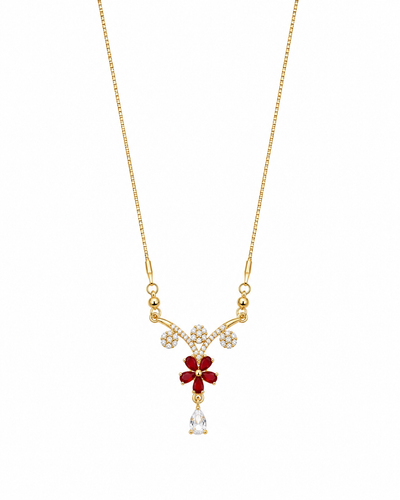 Ruby Blossom Crystal Necklace