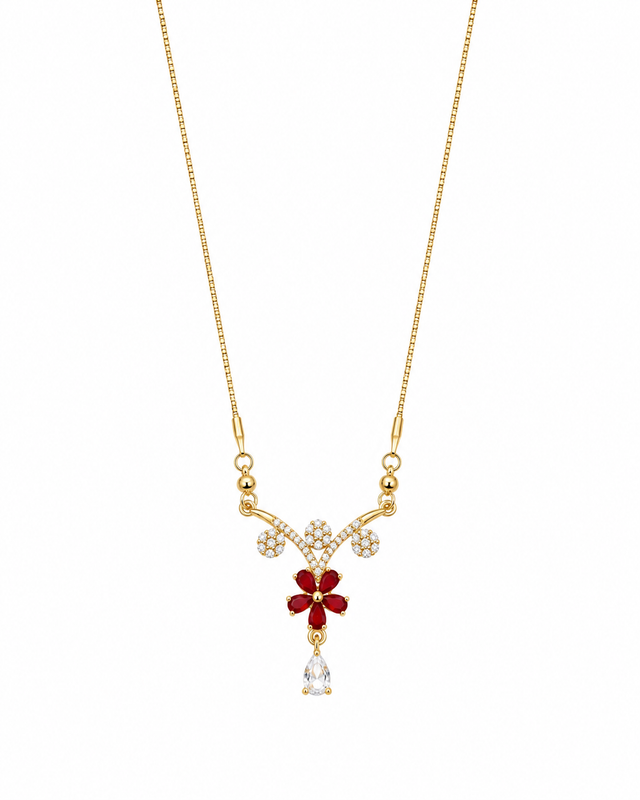 Ruby Blossom Crystal Necklace