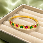 Ruby Emerald Wave Heart Bangle 5