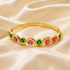 Ruby Emerald Wave Heart Bangle