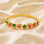 Ruby Emerald Wave Heart Bangle 1