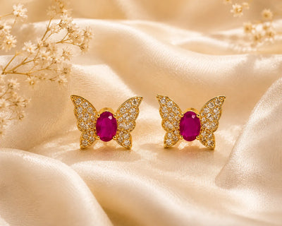 Ruby Flutter Butterfly Stud Earrings