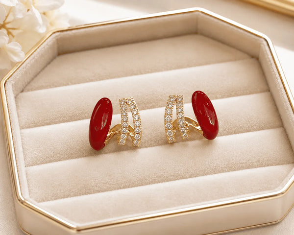 Ruby Luxe Crystal Ear Cuff Earrings