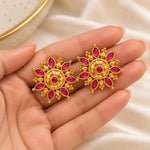 Ruvika Ruby Floral Stud Earrings 2