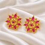 Ruvika Ruby Floral Stud Earrings 3