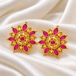 Ruvika Ruby Floral Stud Earrings 4