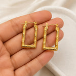 Sculpted Bamboo Square Hoop Earrings 1