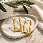 Sculpted Bamboo Square Hoop Earrings 4