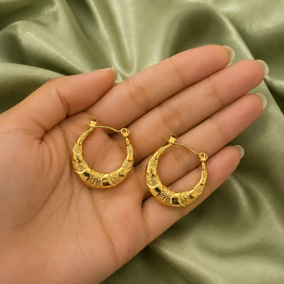 Textured Crescent Gold Hoop Earrings