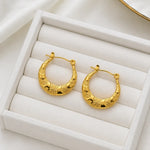 Textured Crescent Gold Hoop Earrings 3