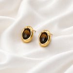 Tiger Eye Oval Stud Earrings 3