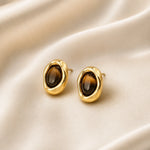 Tiger Eye Oval Stud Earrings 4