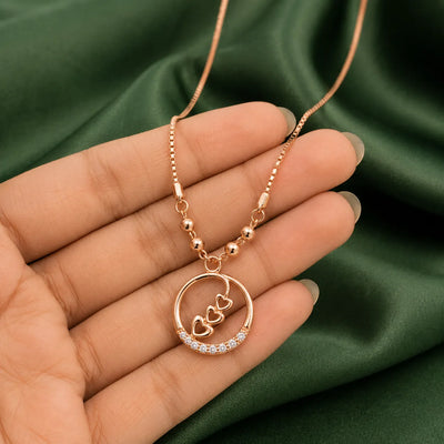 Trinity Hearts Rose Gold Pendant Necklace
