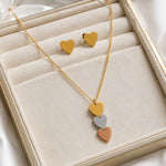 Trio Hearts Multitone Pendant Necklace 3