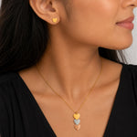 Trio Hearts Multitone Pendant Necklace 4