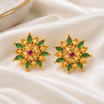 Varnika Emerald Floral Stud Earrings 3