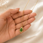 Verdant Glow Green Stone Pendant Necklace 3