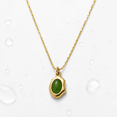 Verdant Glow Green Stone Pendant Necklace