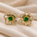 Zareen Emerald Bloom Stud Earrings 2