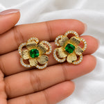 Zareen Emerald Bloom Stud Earrings 3
