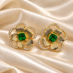Zareen Emerald Bloom Stud Earrings 4