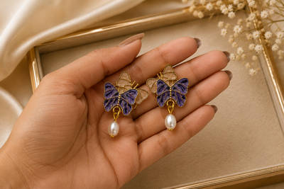 Purple Fantasy Butterfly Retro Earrings