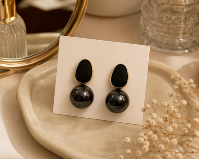 Black Pearl Statement Drop Earrings