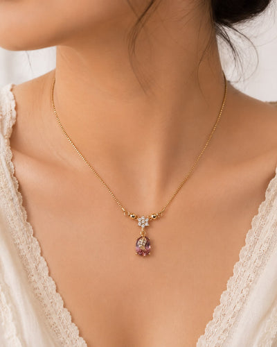 Pink Pendent Rose Gold Necklace