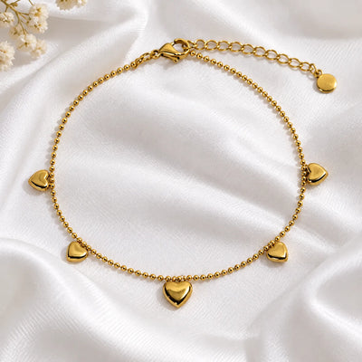 Golden Hearts Charm Anklet