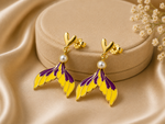 Korean Heart Shaped Pearl Purple Gradient Fishtail Earrings 2