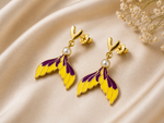 Korean Heart Shaped Pearl Purple Gradient Fishtail Earrings 5