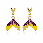 Korean Heart Shaped Pearl Purple Gradient Fishtail Earrings 1